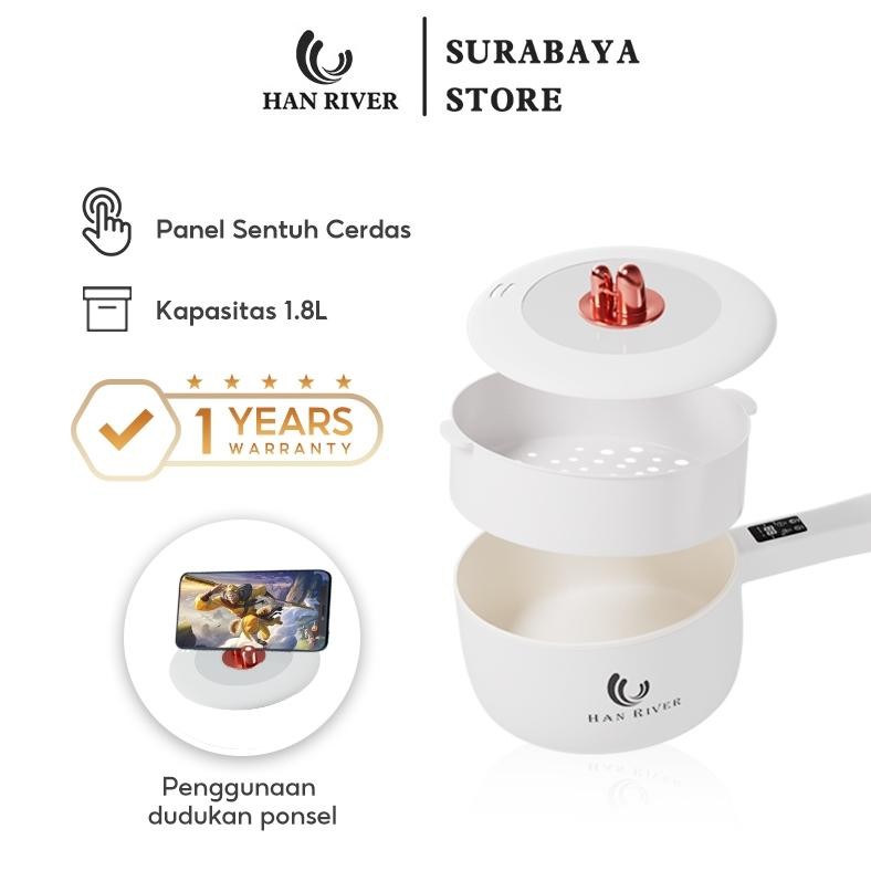 HAN RIVER Panci Listrik 1.8L Panci Listrik Multifungsi 3 in 1 Fry Pan Serbaguna Panci Elektrik