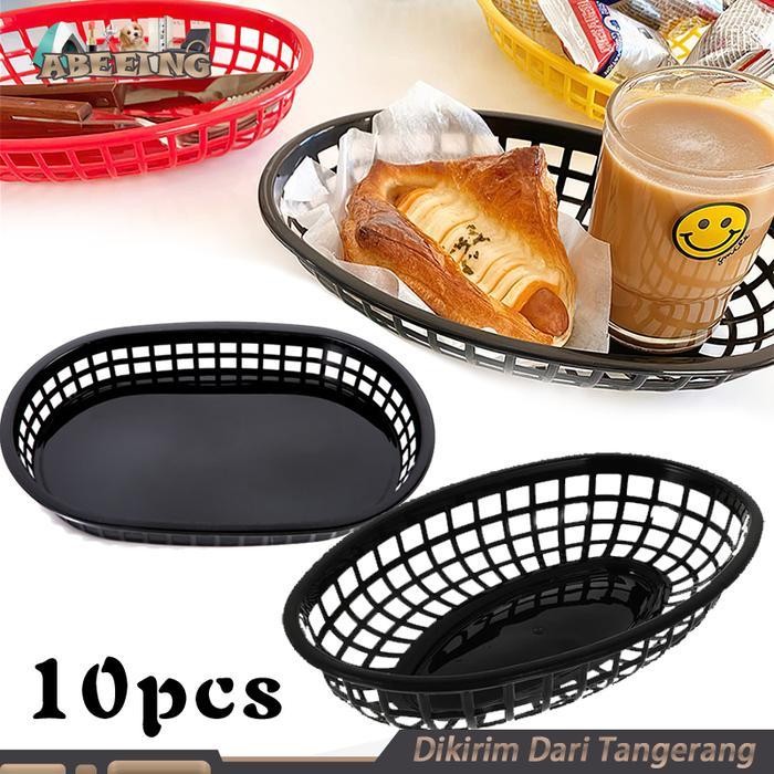 

IX Isi 10 Piring Saji Gorengan Fast Food Keranjang Plastik Serbaguna