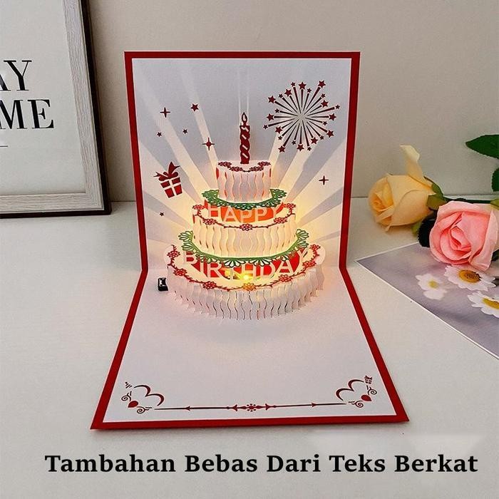 

CJ Kartu Ucapan Pop Up 3D Happy Birthday Card Dengan Lampu Berwarna Musik(Dapat Menambah Teks Berkat) Kertas
