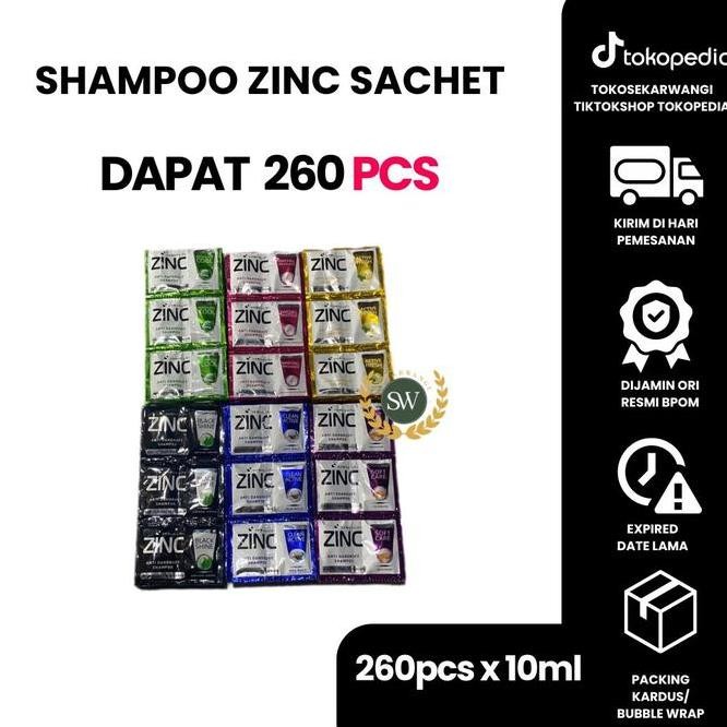 Terlaris Shampo Zinc - Per Dus - Isi 260 Pcs 10Ml Sampo Anti Daindruff Shampoo Haircare Ready