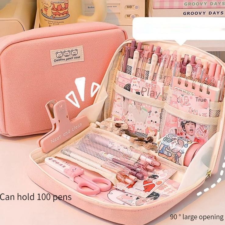 

8-Layer 12-layer Super Large Capacity Pencil Case Kawaii Canvas Pencil Box Pen Pouch Organizer for Girls Back to School Stationery Supplies
