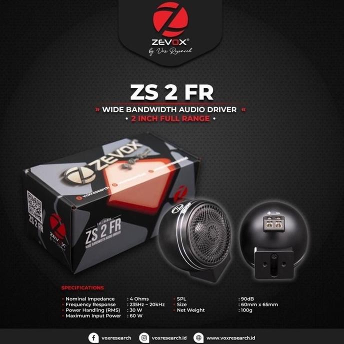 Speaker Fullrange Zevox Vox research ZS 2 FR vox ZS2FR speker Zs2