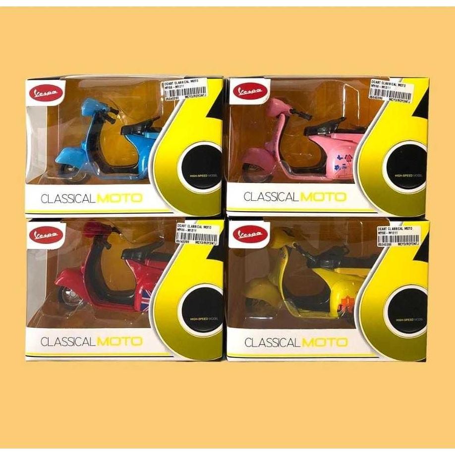 Diecast Motor Vespa Classic Miniatur Motor Scooter Vespa Classical Moto