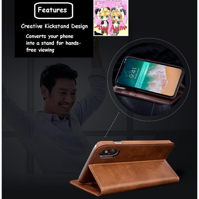 Leather Case Flip Cover Wallet Casing Kulit Iphone 10 Xs Max / Xr