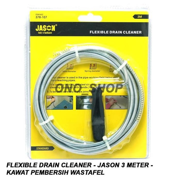 Bst Ready Flexible Drain Cleaner - Jason 3 Meter - Kawat Pembersih Wastafel Best Seller