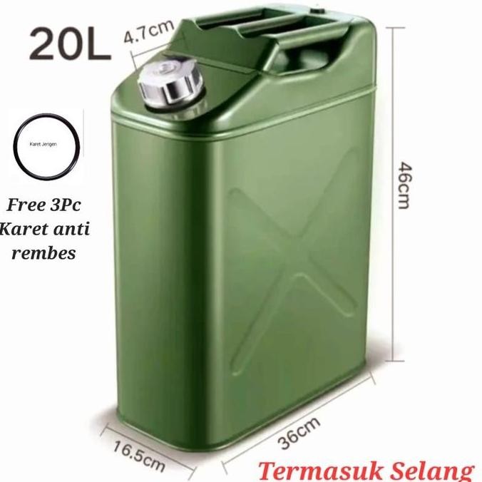 Jerigen 10L Jerry Can 10 Liter Besi Tempat Genset Bbm Bensin Solar New Stok