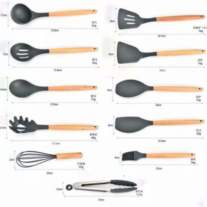 Promo Cypruz Utensil Set Am-0929 Spatula Set Silikon Gagang Kayu