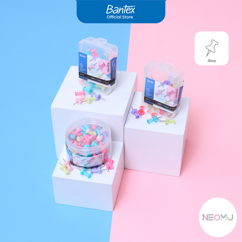 

Bantex Push Pin / Paku Pin / Jarum Tekan 23 mm Warna Warni Pastel Satu Set