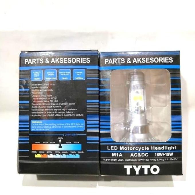 Lampu Led Motor Universal Bebek Matic Soket H6 Kaki 1 Putih 18+18 Watt Ready