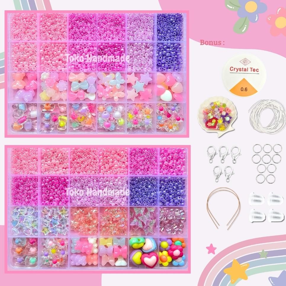 Handmade Pernak Pernik Gelang 1 Box Mute Manik Manik Diy Gelang Manik Manik Aesthetic Diy Gantungan 
