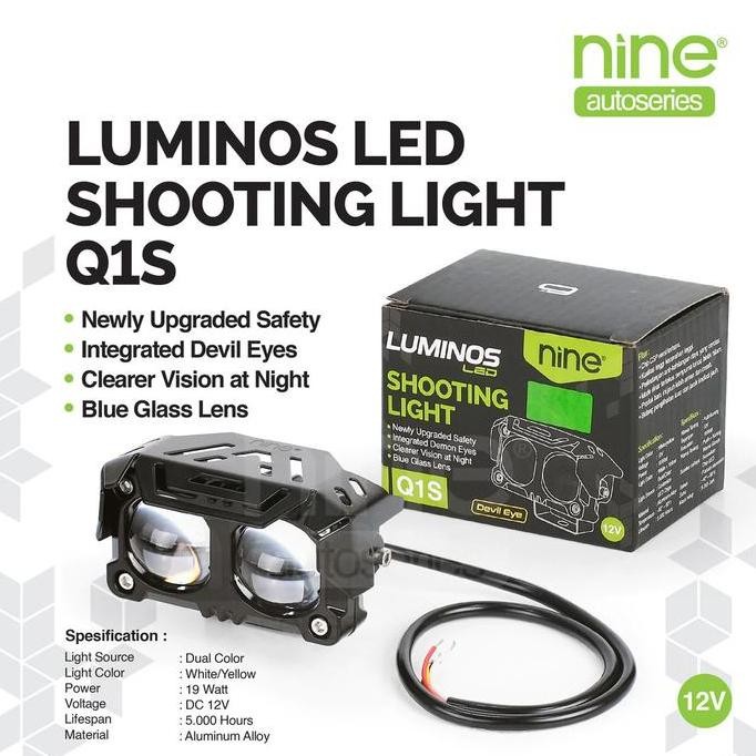 Lampu Sorot Led Lampu Tembak Motor Mobil Luminos 2 Mata Led Q1S - Nine Autoseries Asli