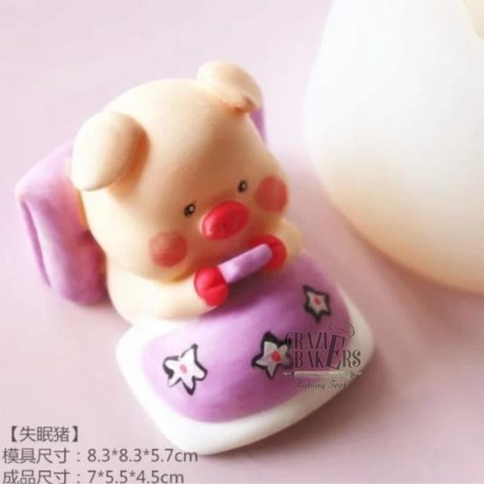 

(Ready) Cetakan Silikon Candle Pig Bear Cat Tiduran Relaxing Di Ranjang 3D Mold Bestseller