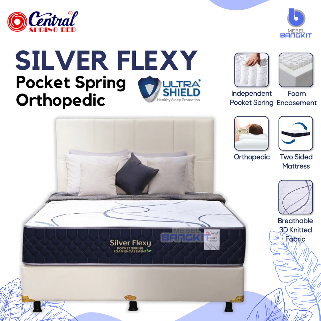 Matras Central Silver Flexy Orthopedic Pocket spring Springbed (Kasur saja/SET divan sandaran) foam 