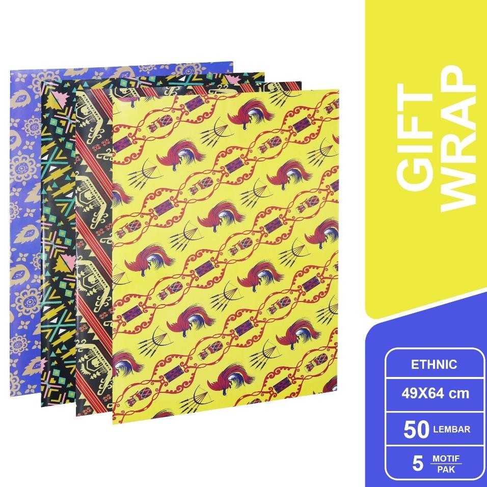 

Pelangi Stationery Sidu Kertas Kado Glossy Motif Etnik Gift Wrap 50 Lembar 490X640 Mm