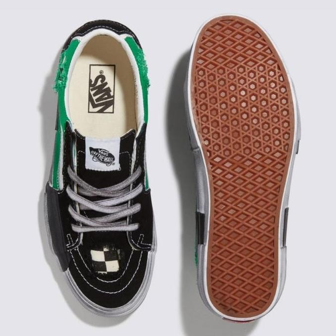 Vans Sk8 Low Reconstruct Stressed Checkerboard Black Green Original
