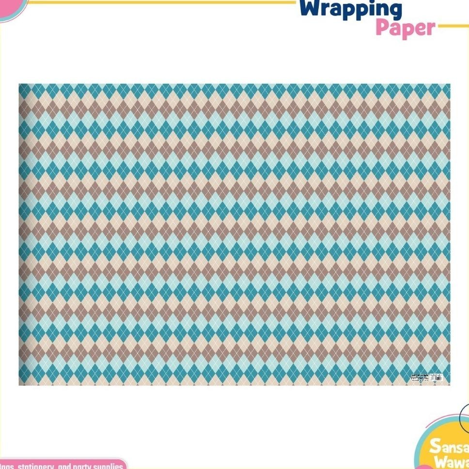 

5 Lembar Kertas Kado Jumbo Sansan Wawa Uk 70 X 100Cm Motif Kotak Fancy