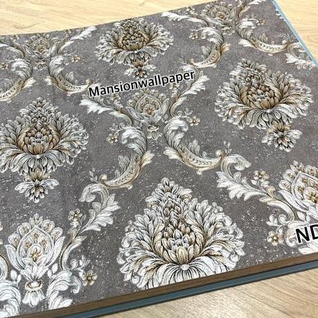Wallr Dinding Klasik Batik Abu Sier Hitam Cream