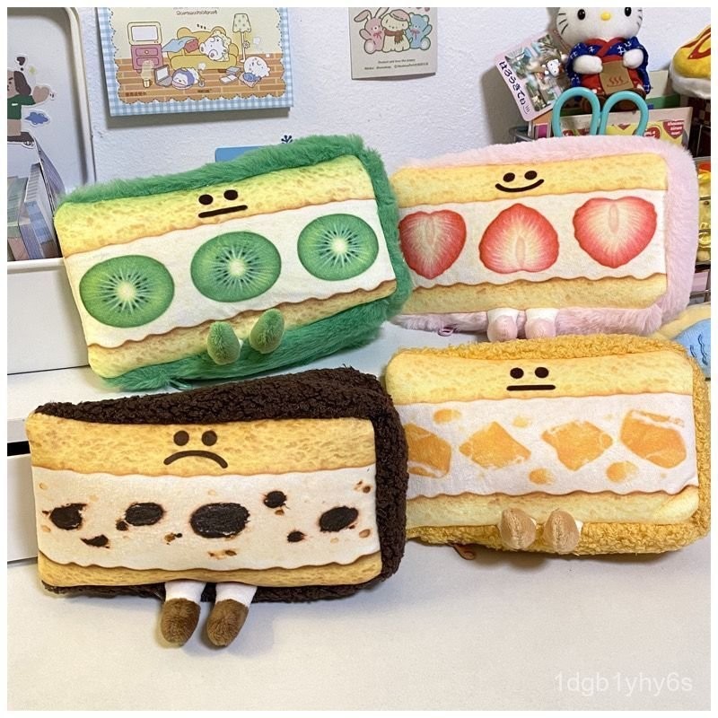 

Girly Heart Fruit Sandwich Pencil Case ins Cute Plush Funny Cake Stationery Box Storage Bag School Supplies OAY3