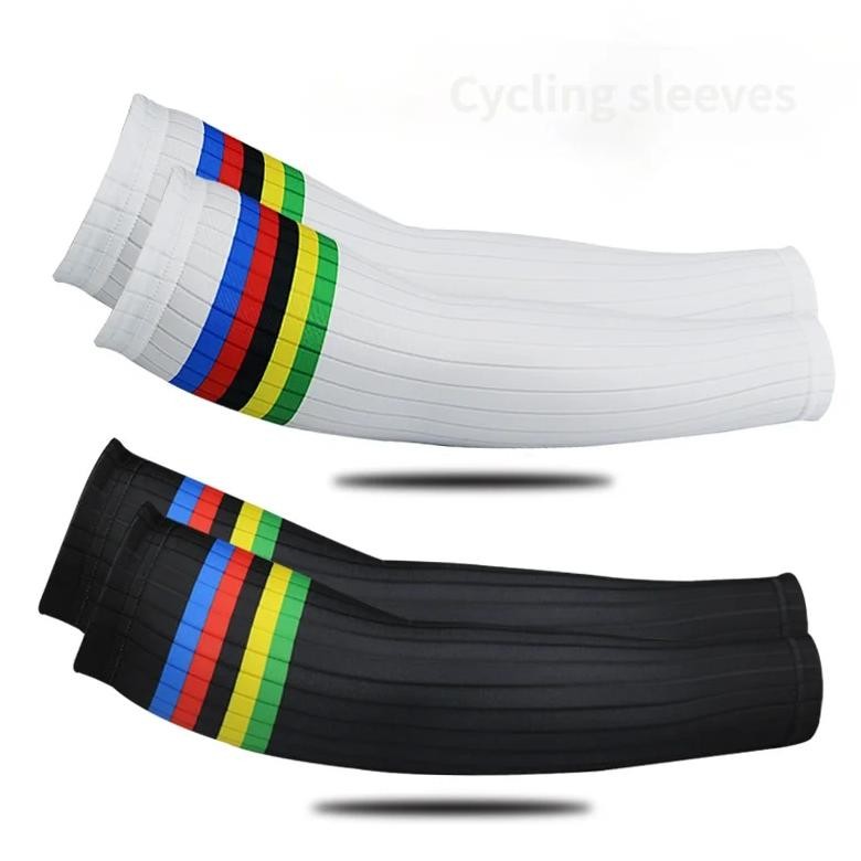 Arm Aero Cuff Bike Cycling Cover Sleeves Uv Stripe Running Sunscreensun Bicycle Sleeves Leg Sport Cy
