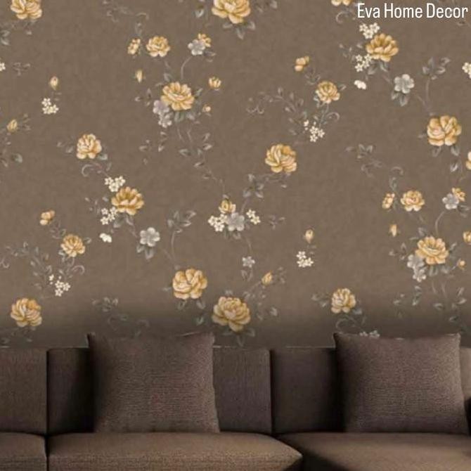 WALLPAPER PREMIUM VINYL DINDING MOTIF MINIMALIS BUNGA RUANG TAMU