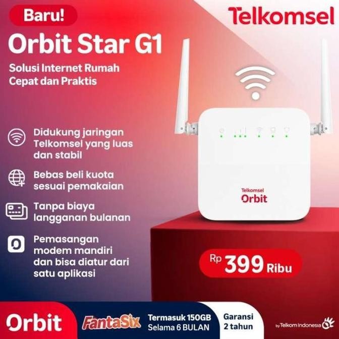Modem Orbit Telkomsel Star G1 Wifi Free Kuota 150 Gb / 6Bulan