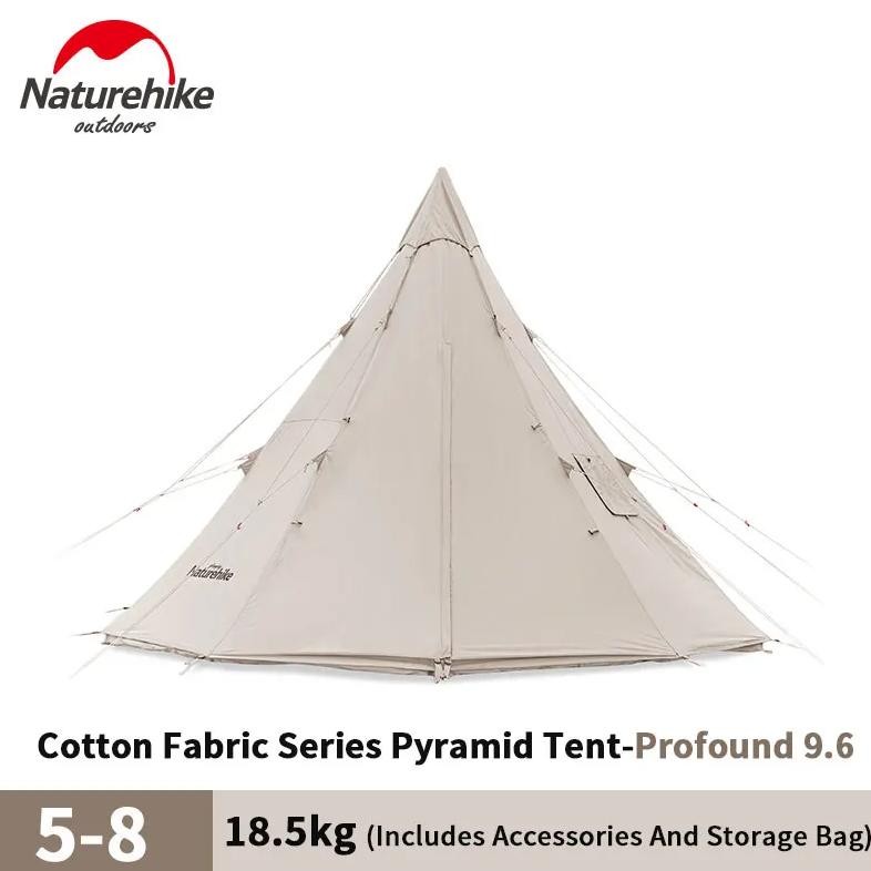 Naturehike Pyramid A-Type Tent Teepee Tipi Tent With Chimney For 5-8 People Family Travel Camping Co