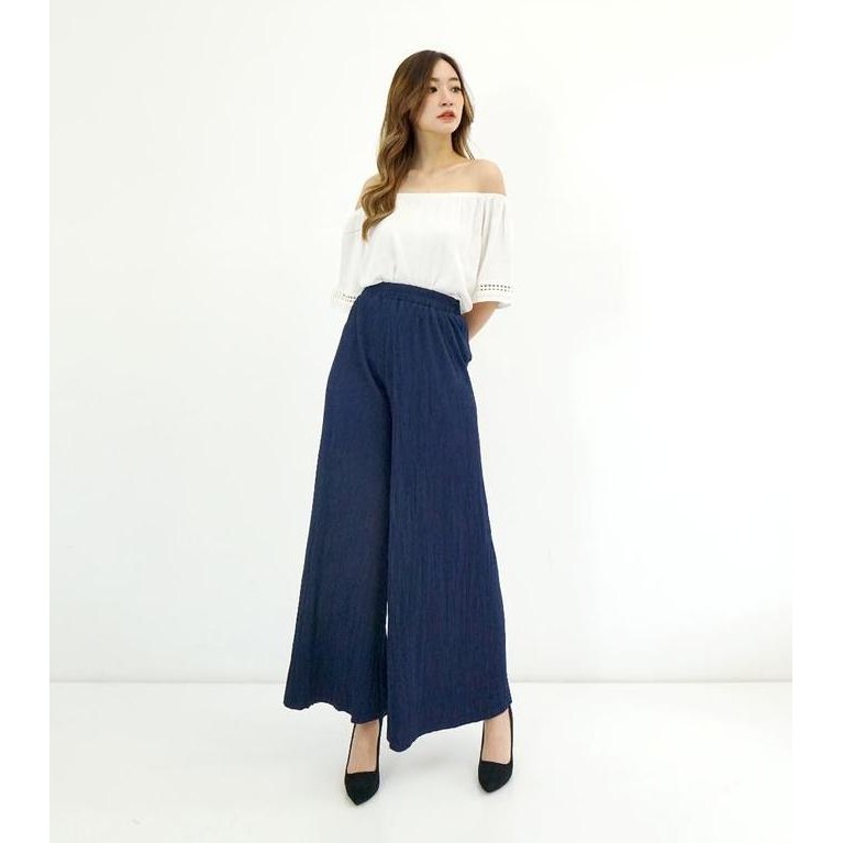 Celana Kulot Plisket Pleated Pants Wanita Highwaist Premium CPLIDI