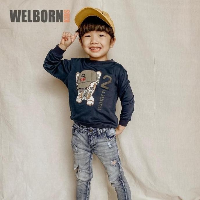 Welborn Kids Sweater Bulldog Navy Anak Laki
