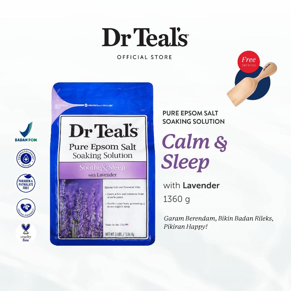 

(Terbaru) Dr Teal's Pure Epsom Salt Soaks/Garam Berendam - Lavender Essential Oil 1.3 KG (Terlaris)