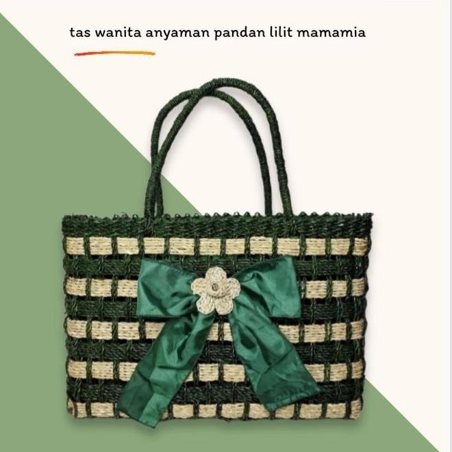 ,,,,,,,] Tas wanita jinjing /tas anyaman pandan lilit mama mia