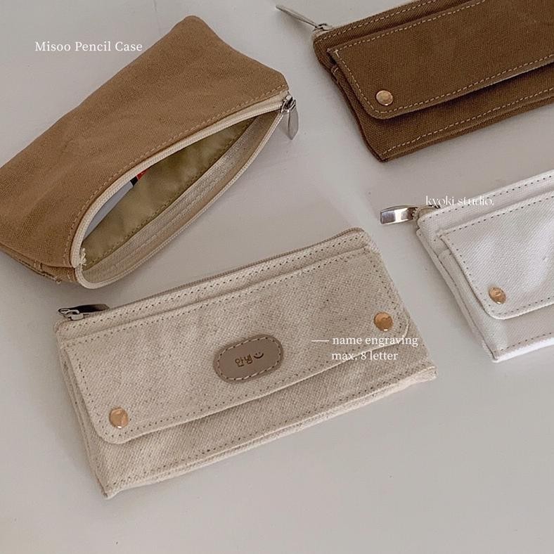 

Ew-98 Misoo Pencil Case - Ins Korean Pencil Case Kotak Pensil Canvas Custom Nama Free Name Engraving Ew-98