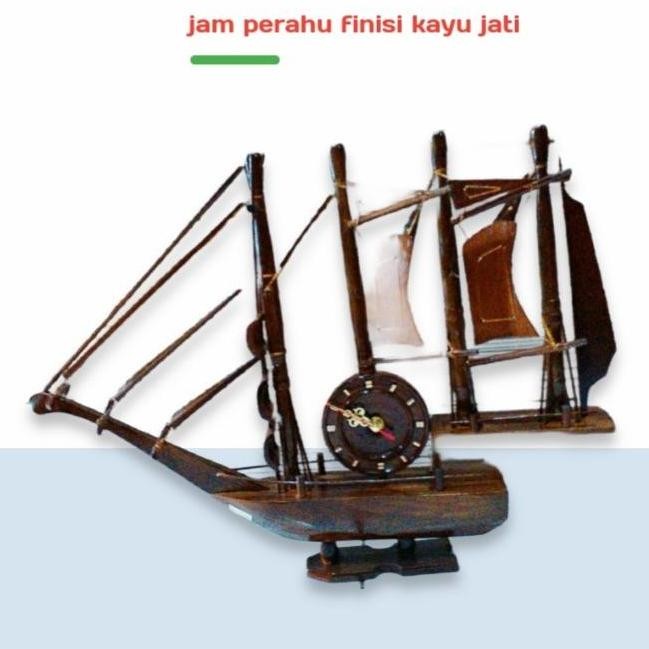 ><><><] miniatur prahu jam(kayu jati)