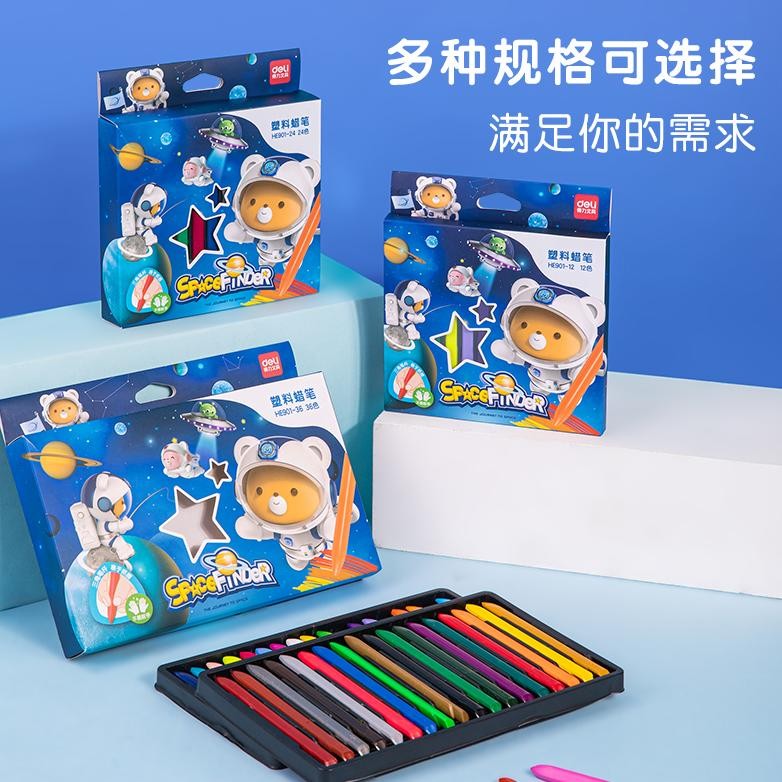 

Wes-24 Krayon Anti Kotor Motif Lucu Aman Untuk Anak 12/24/36 Deli He901 Wes-24