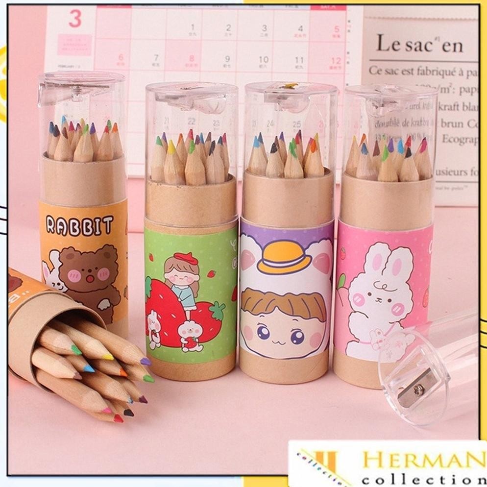 

Hj-43 Hc Pensil Warna 12 In 1 + Serutan Pensil Color Pencils Quality Pensil Warna Karakter Kemasan Tabung Murah Hj-43