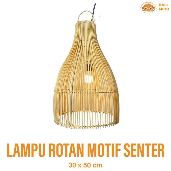 Open DS] Kap Lampu Rotan  Motif Senter Jumbo 50 cm - Lampu Villa Bali