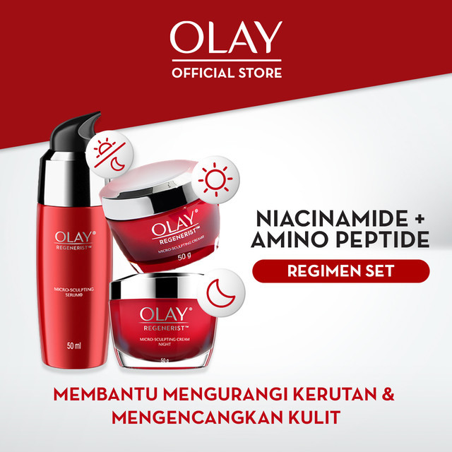 Olay Regenerist Set Niacinamide Pelembab Wajah Pagi & Malam + Serum Perawatan Antiaging Skincare