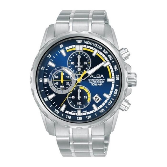 Jam Tangan Pria Alba Active AM3929X1 Chronograph Blue Dial 43mm Stainless Steel