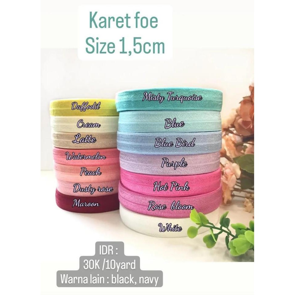 

Bf888S 10 Yard-Karet Foe Elastis/Karet Bandana/Tali Elastis Size 1,5 Cm He-87