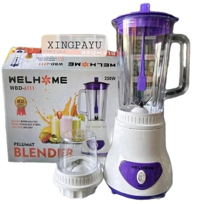 Blender Plastik Wellhome Wbd 6111 - Mesin Bingkai Ramping Dengan Pisau Stainless Steel Listrik Pp Pl
