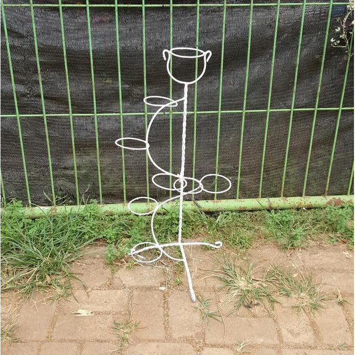 NEW - RAK BESI POT BUNGA / KAKTUS LINGKAR ISI 7 POT 0 PUTIH ONL PUTIH