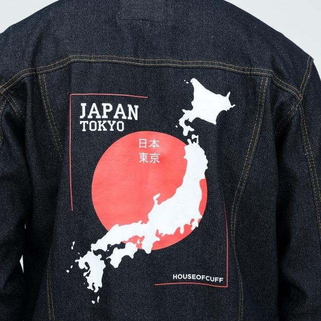 Houseofcuff Jaket Jeans Pria Motif Japan Jaket Denim U Gelap