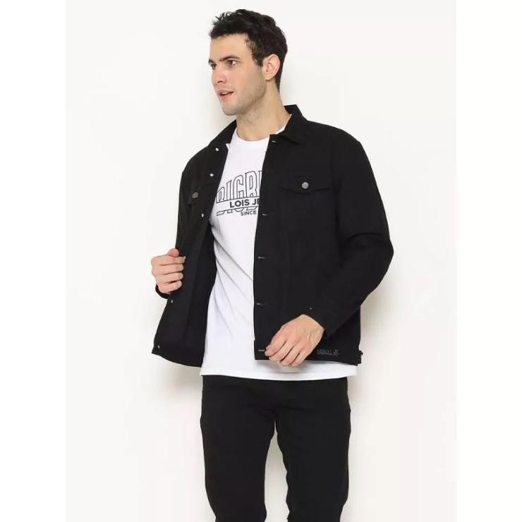 Jaket Jeans Pria Lois Katun Oxford Hitam