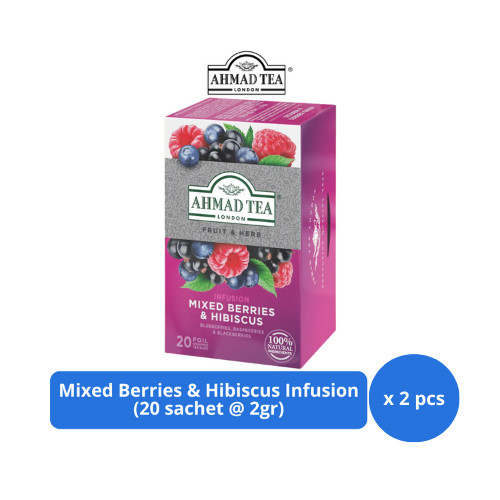 

Ahmad Tea Mixed Berries & Hibiscus Infusion 20s @ 2gr x 2 pcs