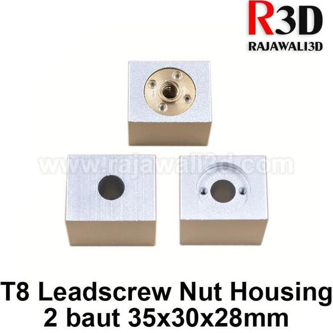 T8 trapezoidal Leadscrew Nut Housing White Aluminium