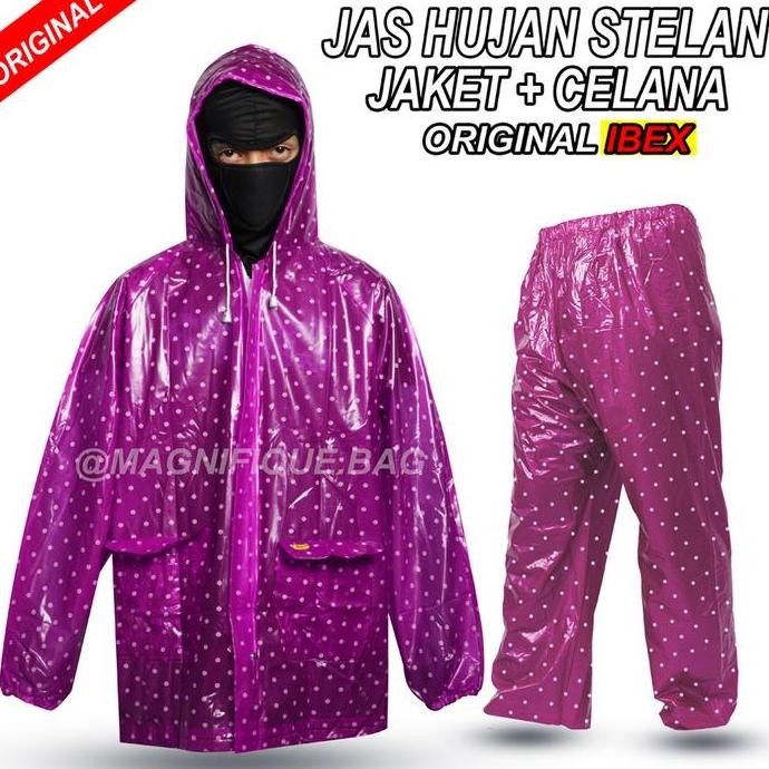 Jas Hujan Dewasa Mantel Hujan Wanita Polkadot Jas Ujan Jaket Celana