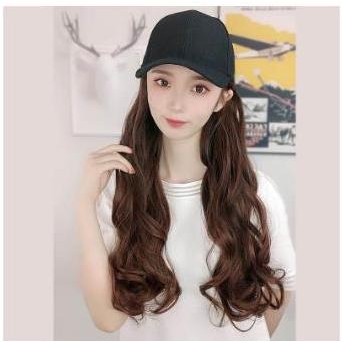 Wig Topi Rambut Panjang - Wig Topi Curly Black