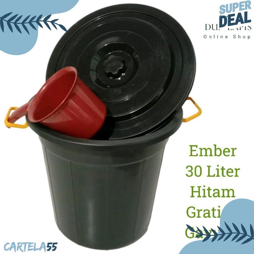 Discount Ember Plastik Warna Hitam 30 Liter Gagang Kuning Gratis Gayung