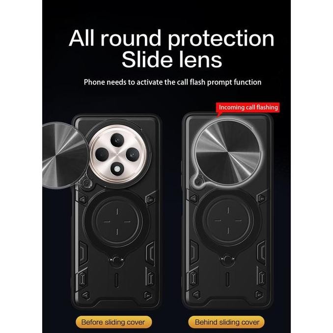 DF176 - Oppo Reno 12F 4G - 5G - EvoX Army Military Flash Flip Lens Armor Case shockproof