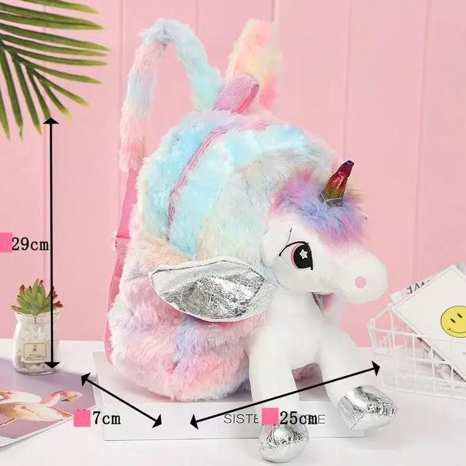 Tas ransel boneka unicorn/kado ulang tahun anak perempuan/Tas Tk impor