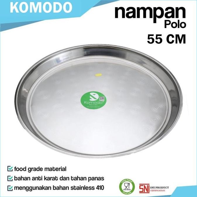 NEW - KOMODO NAMPAN BULAT / BAKI BUNDAR WADAH SAJI STAINLESS POLO CM